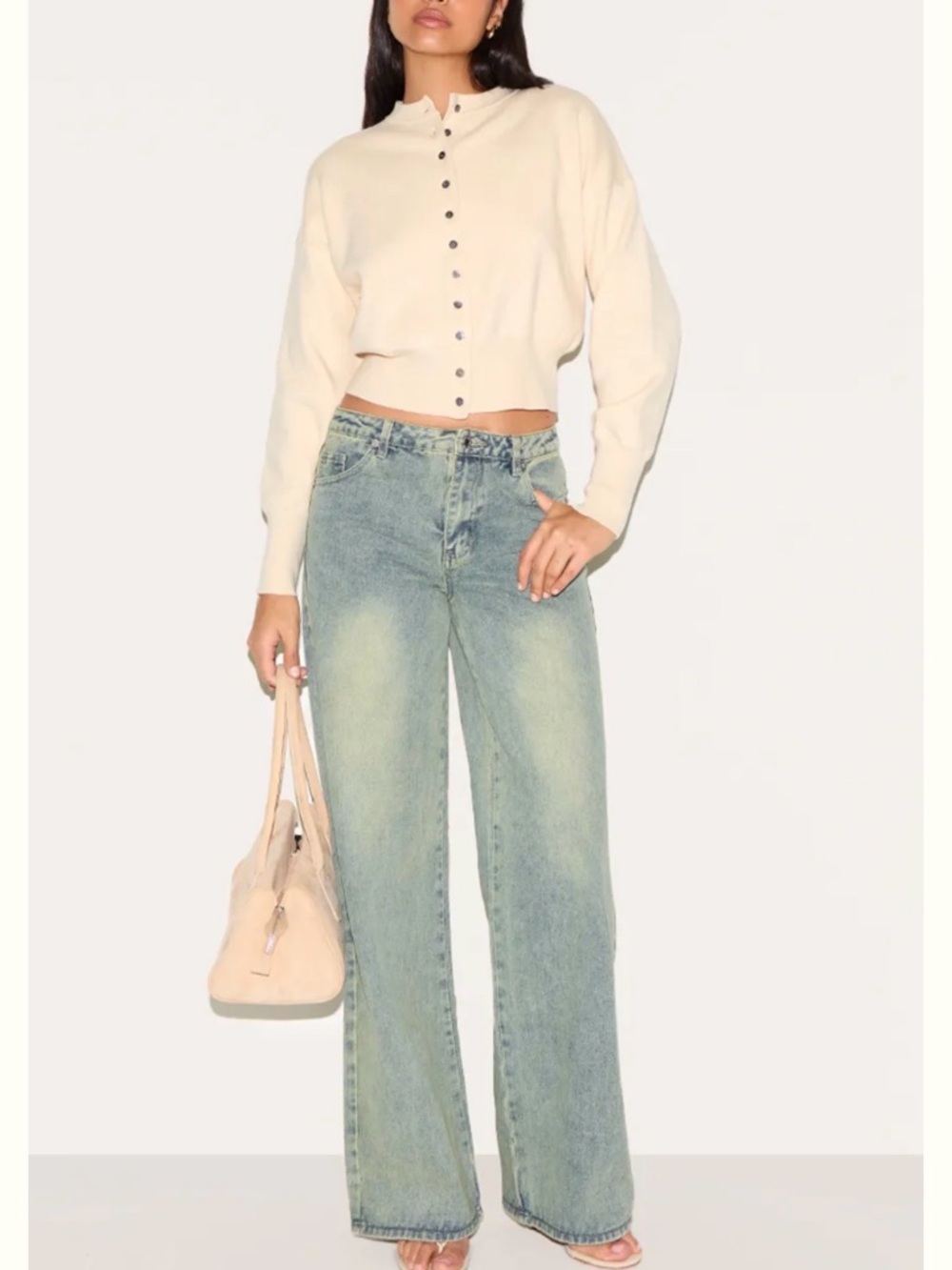 Mid-rise Wide Leg Women's Jeans in Light Green Wash (only worn 1x) like new!